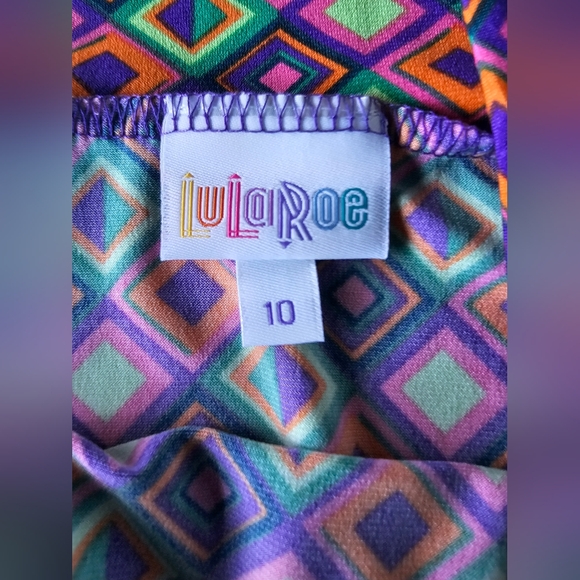 Girls Lularoe Azure Skirt Geometric Colorful Size 10 - Picture 3 of 4